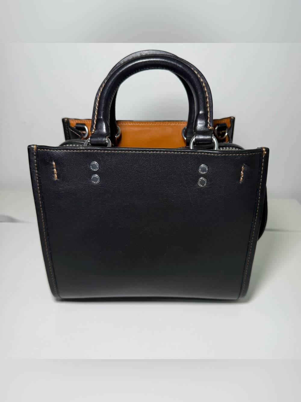 Coach Rogue 20 Black Leather Top Handle Shoulder Crossbody Handbag Purse